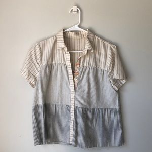 Madewell Stripe-Mix Seamed Button-Down Shirt